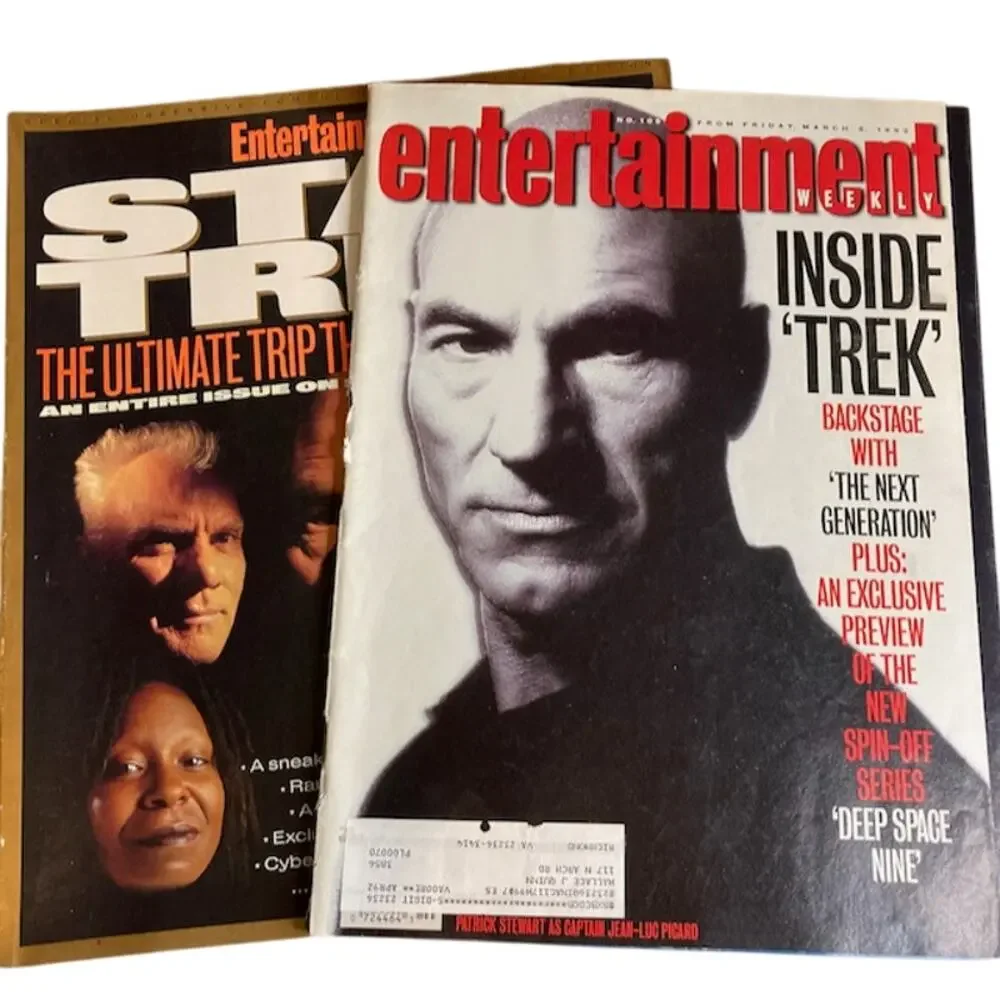 Vintage 90s Lot of 2 Entertainment Weekly Star Trek Covers Patrick Stewart